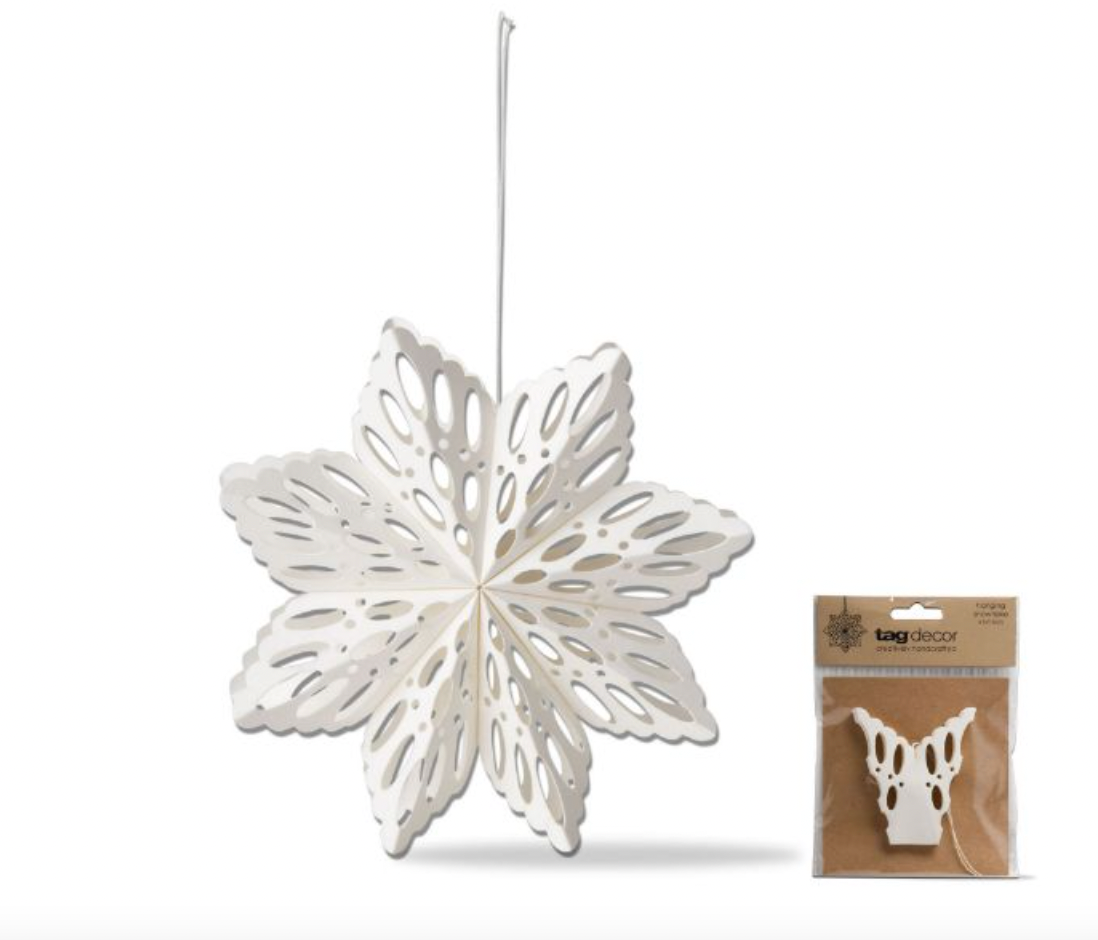 Alpine Snowflake Paper Hanging Decor - 6"