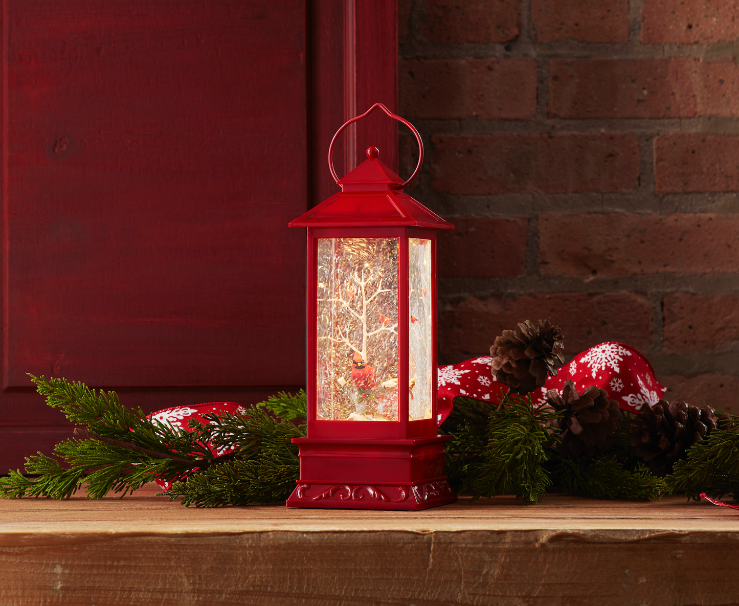 Snow Globe Cardinals Lantern