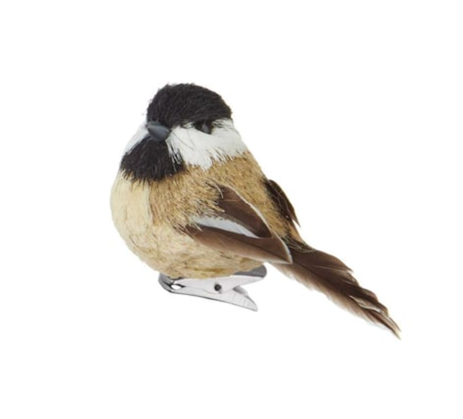Chickadee Flocked & Feathered Bird Clip