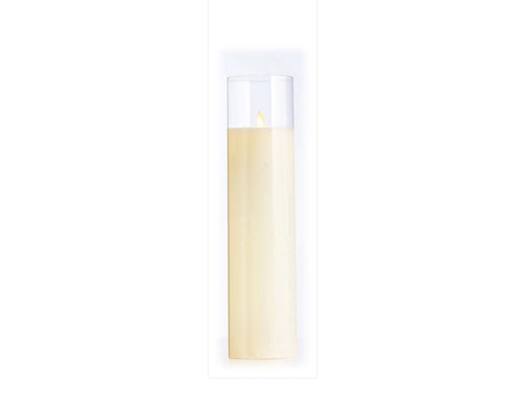 Cream LED Candle in Clear Glass Cylinder 6" x 2"