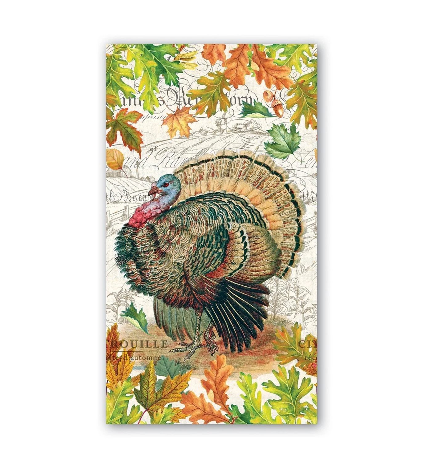 Michel Design Works - Fall Harvest Turkey Hostess Napkins - 4.4" x 7.9"