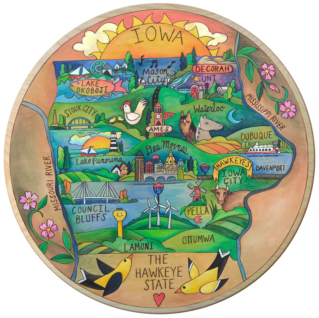 Sticks "Iowa the Hawkeye State" Lazy Susan