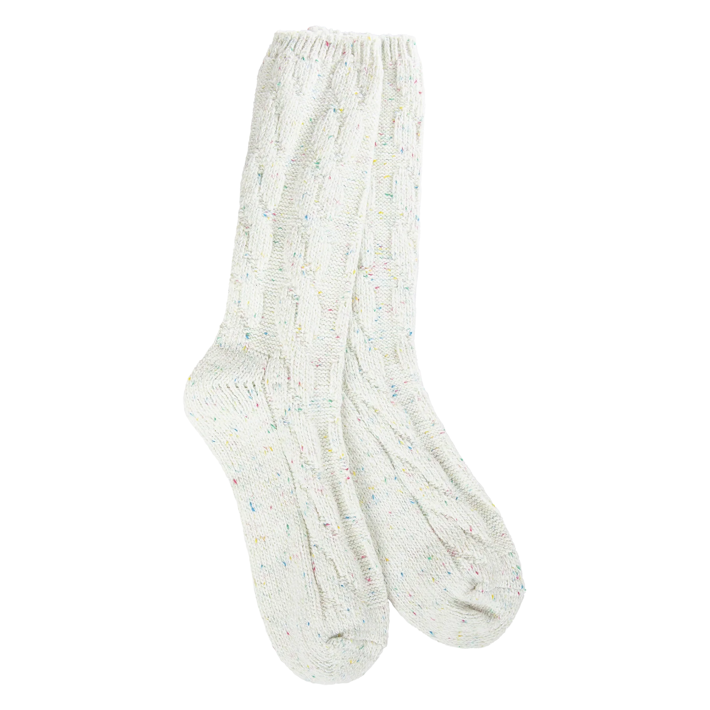 World's Softest Socks - Women's Weekend Ragg Cable Crew. Vanilla Confetti