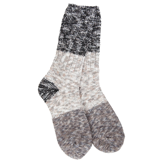 World's Softest Socks - Women's Weekend Ragg Crew Colorblock. Stone Multi