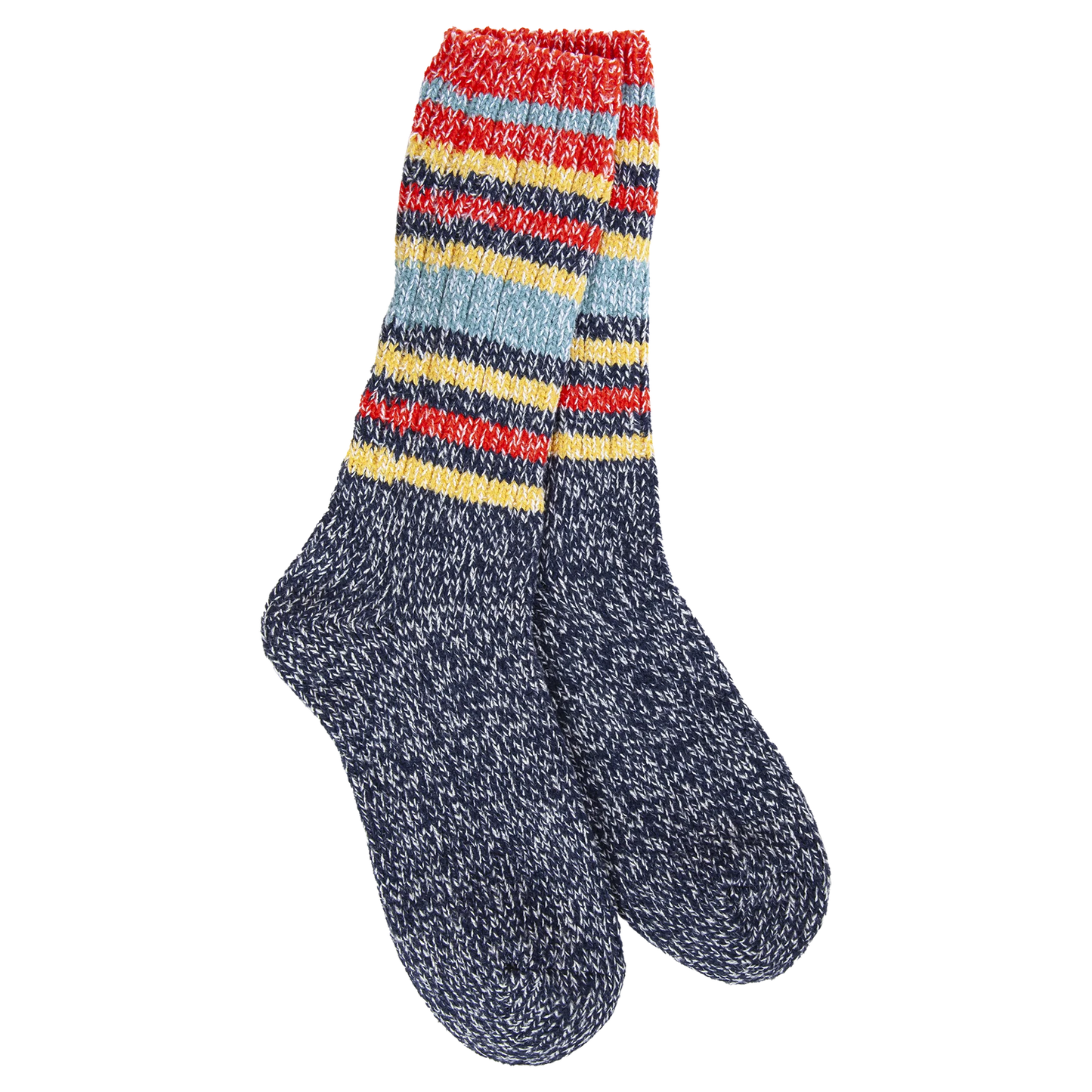 World's Softest Socks - Women's Weekend Ragg Crew. Indigo Stripe
