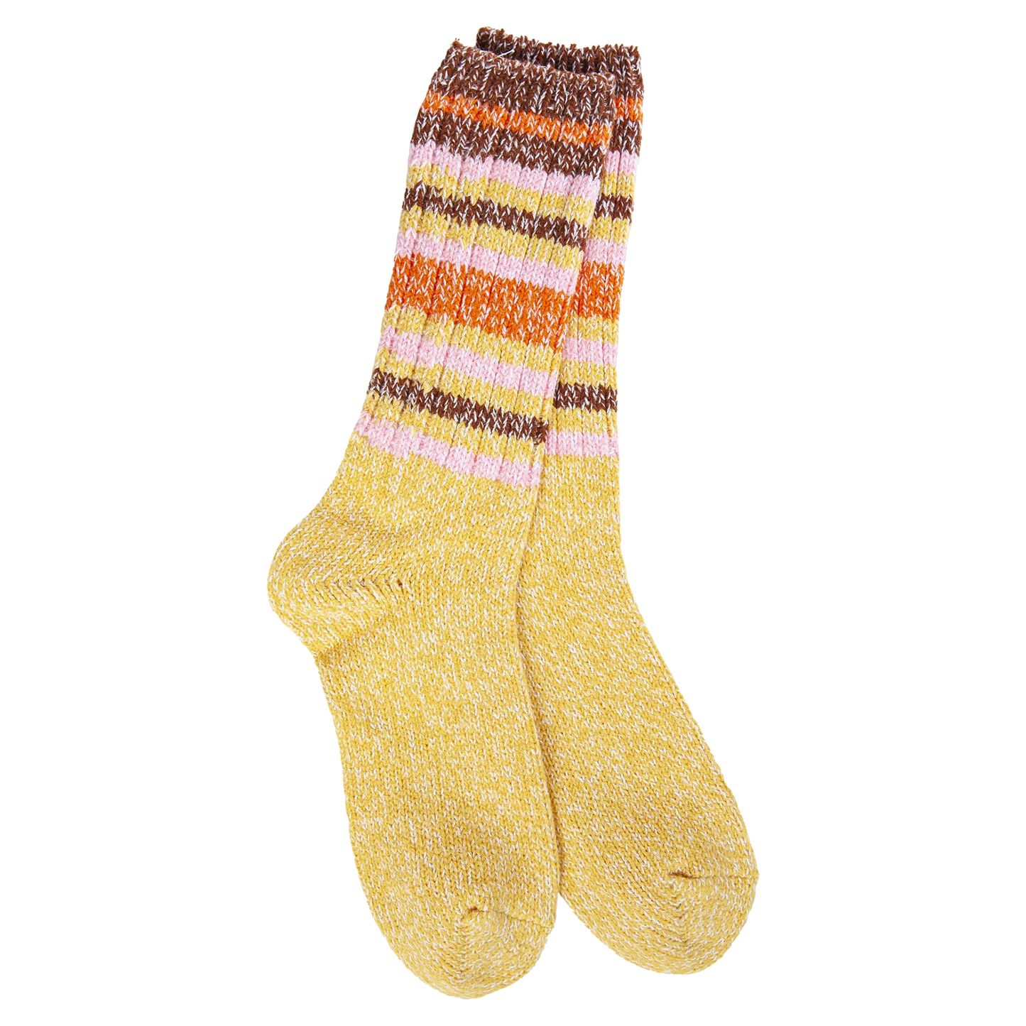 World's Softest Socks - Women's Weekend Ragg Crew. Honey Stripe