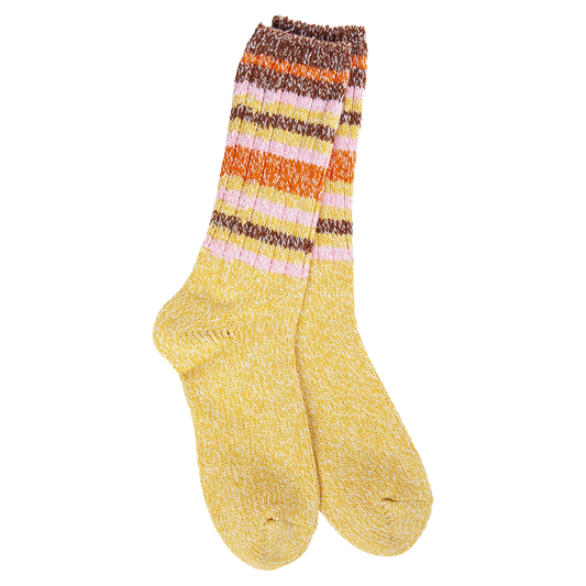 World's Softest Socks - Women's Weekend Ragg Crew. Honey Stripe