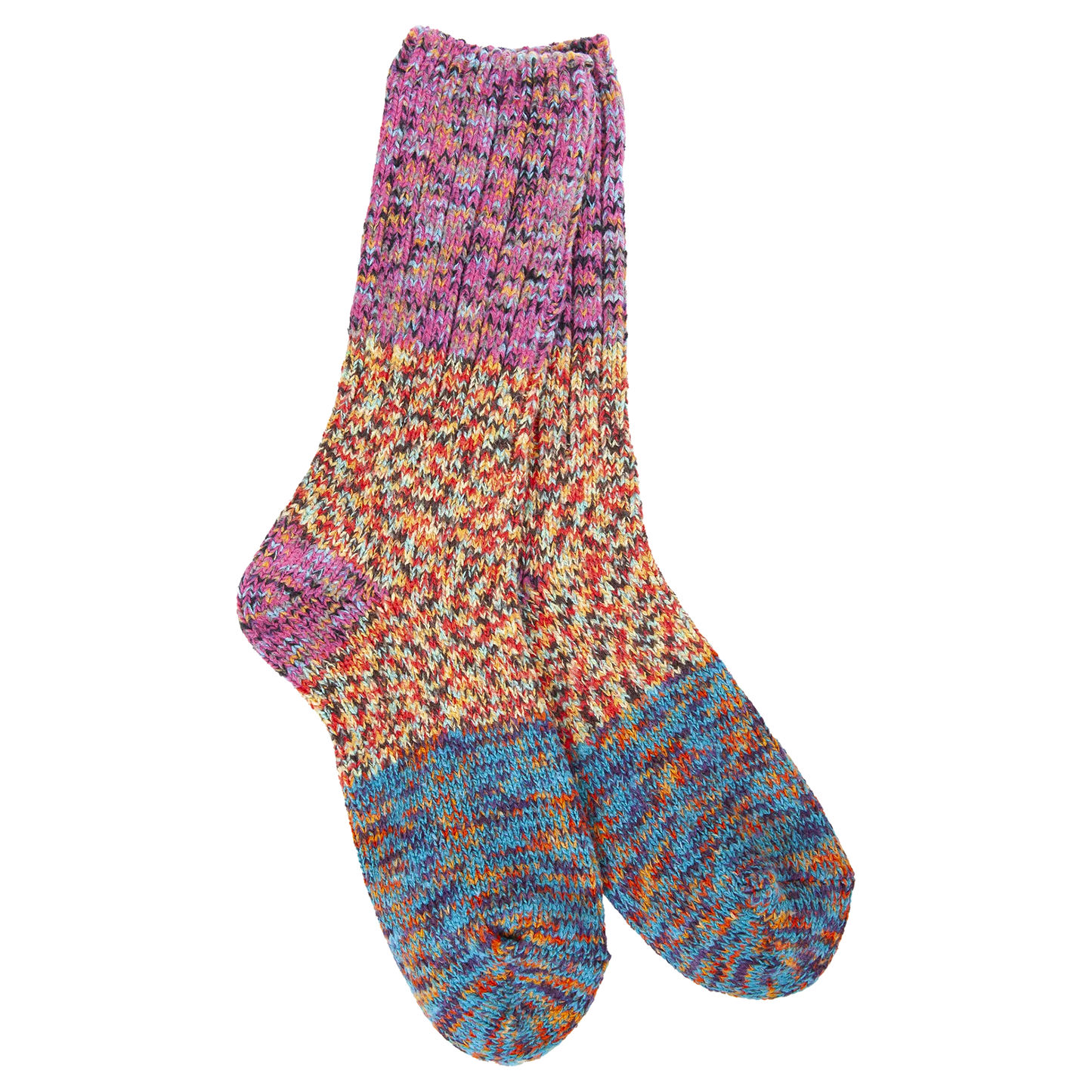 World's Softest Socks - Women's Weekend Ragg Crew Colorblock. Fiesta Multi