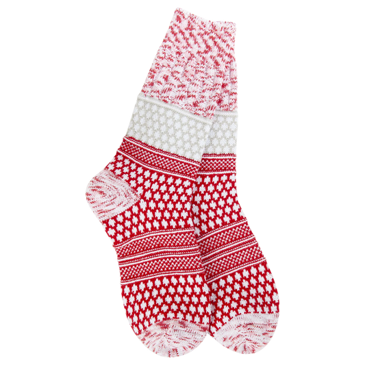 World's Softest Socks - Women's Holiday Gallery Textured Crew. Peppermint Multi