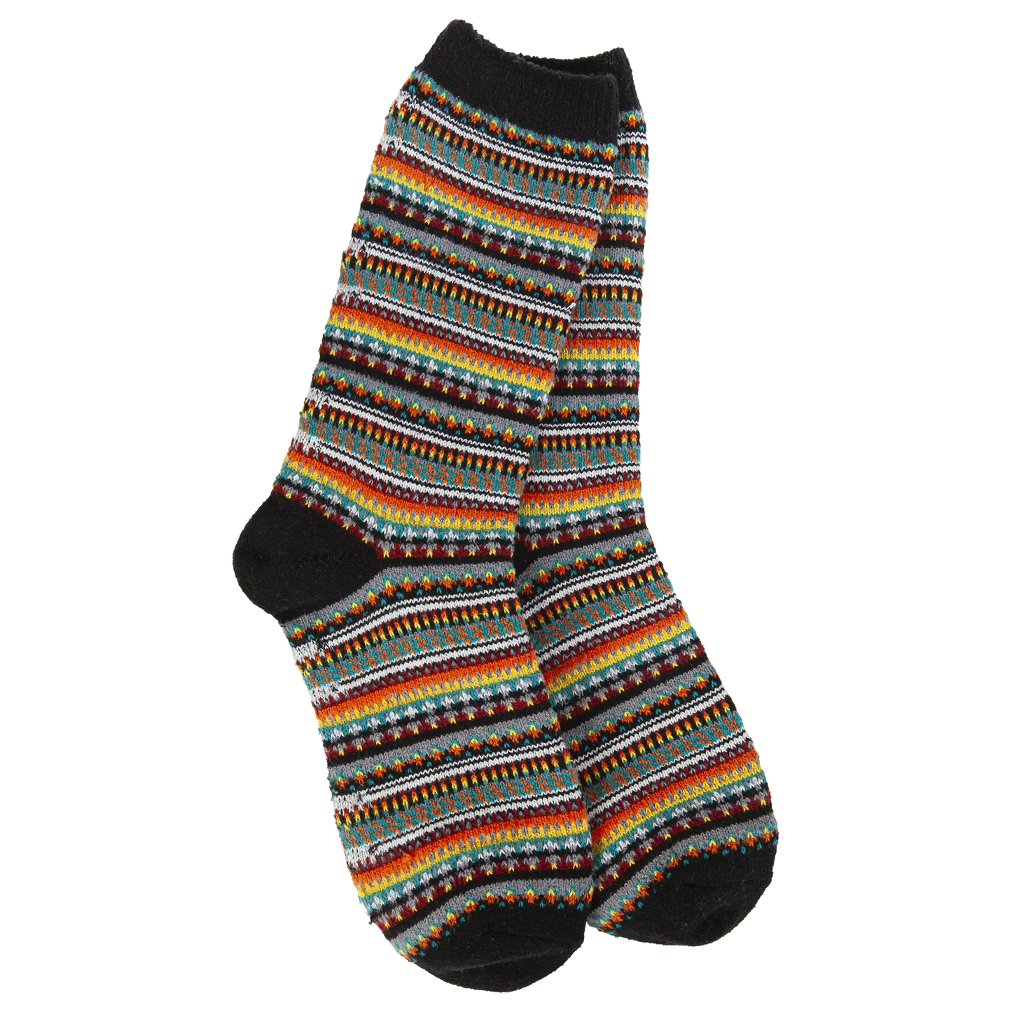 World's Softest Socks - Women's Weekend Boho Crew. Black Stripe