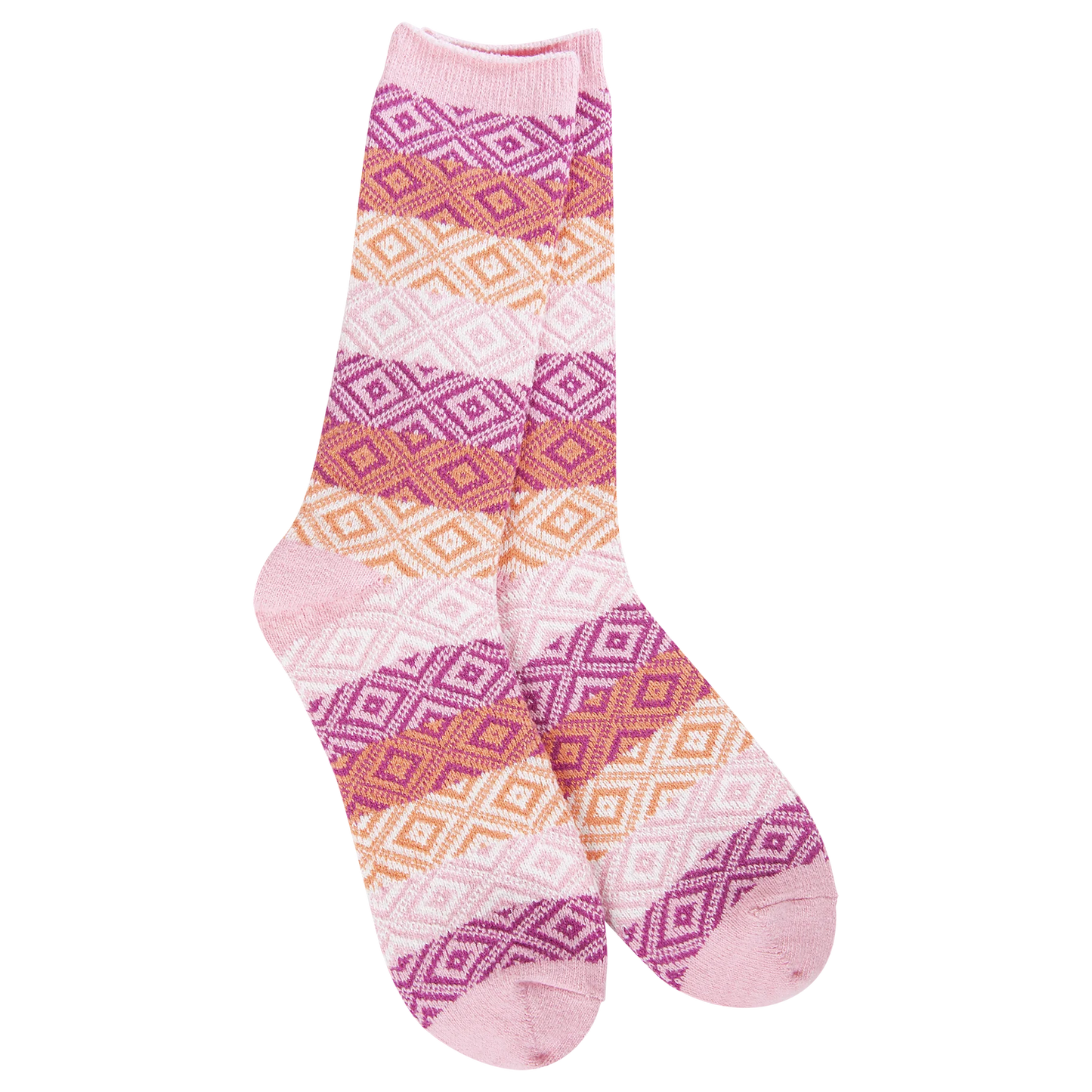 World's Softest Socks - Women's Weekend Gem Crew. Pink Multi