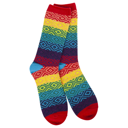 World's Softest Socks - Women's Weekend Gem Crew. Rainbow Multi