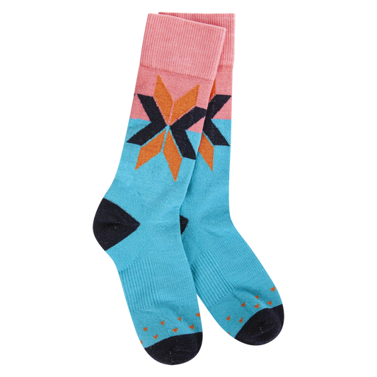World's Softest Socks - Women's Woods Crew. Turquoise Fair Isle