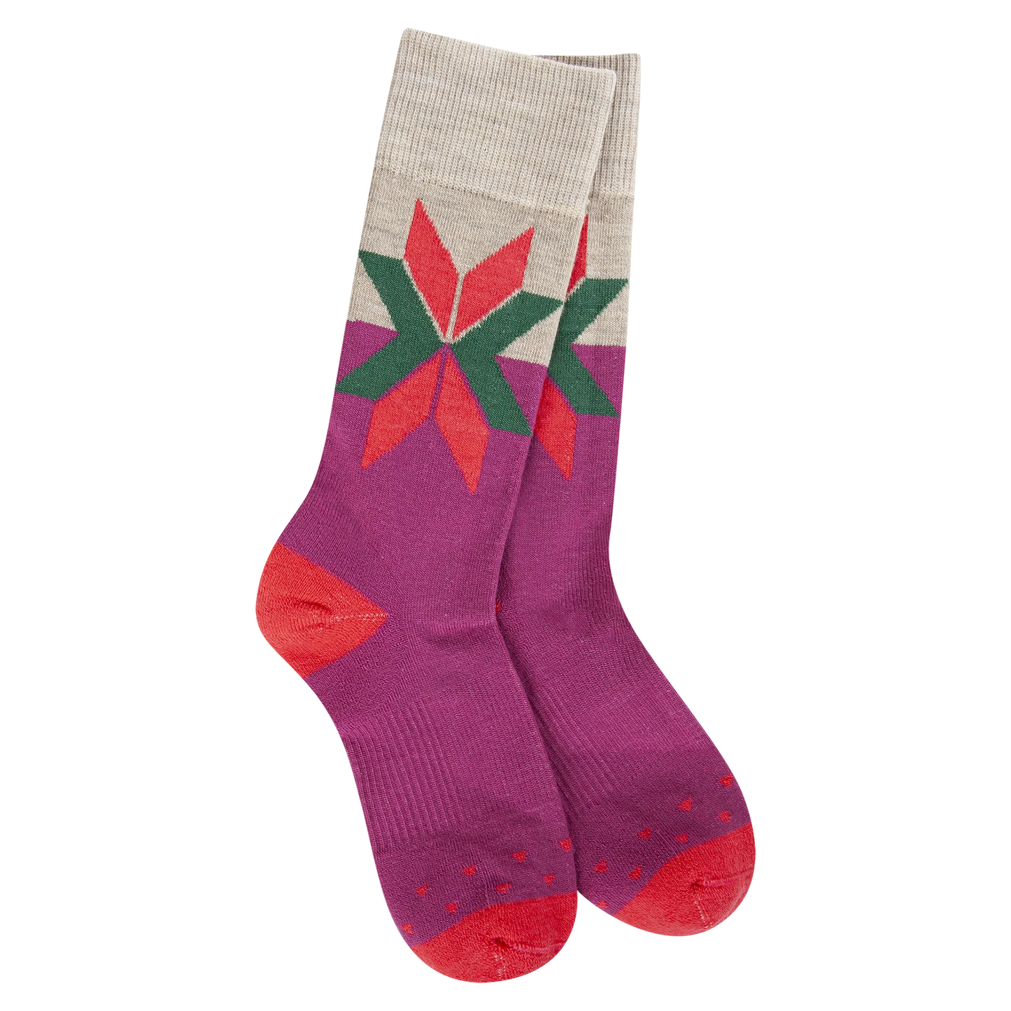World's Softest Socks - Women's Woods Crew. Boysenberry Fair Isle