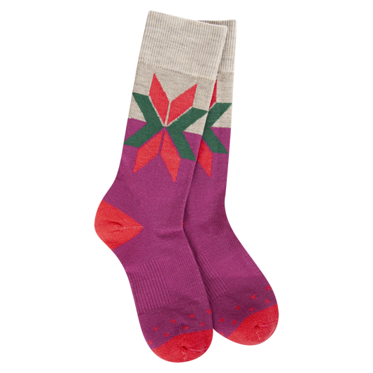 World's Softest Socks - Women's Woods Crew. Boysenberry Fair Isle