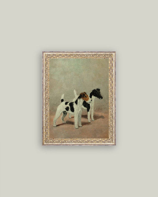 Petal Lane Home - Two Fox Terriers Framed Antique Art