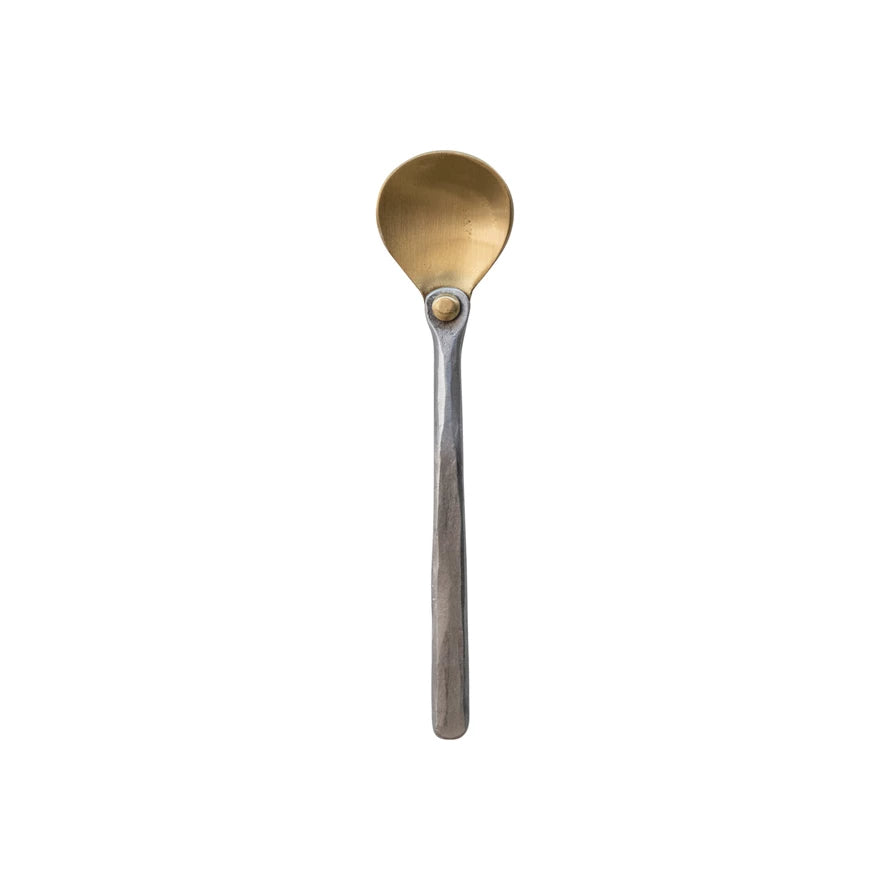 Brass Spoon w/Hammered Aluminum Handle, Matte Finish