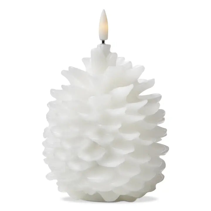 Small White Pinecone LED Candle