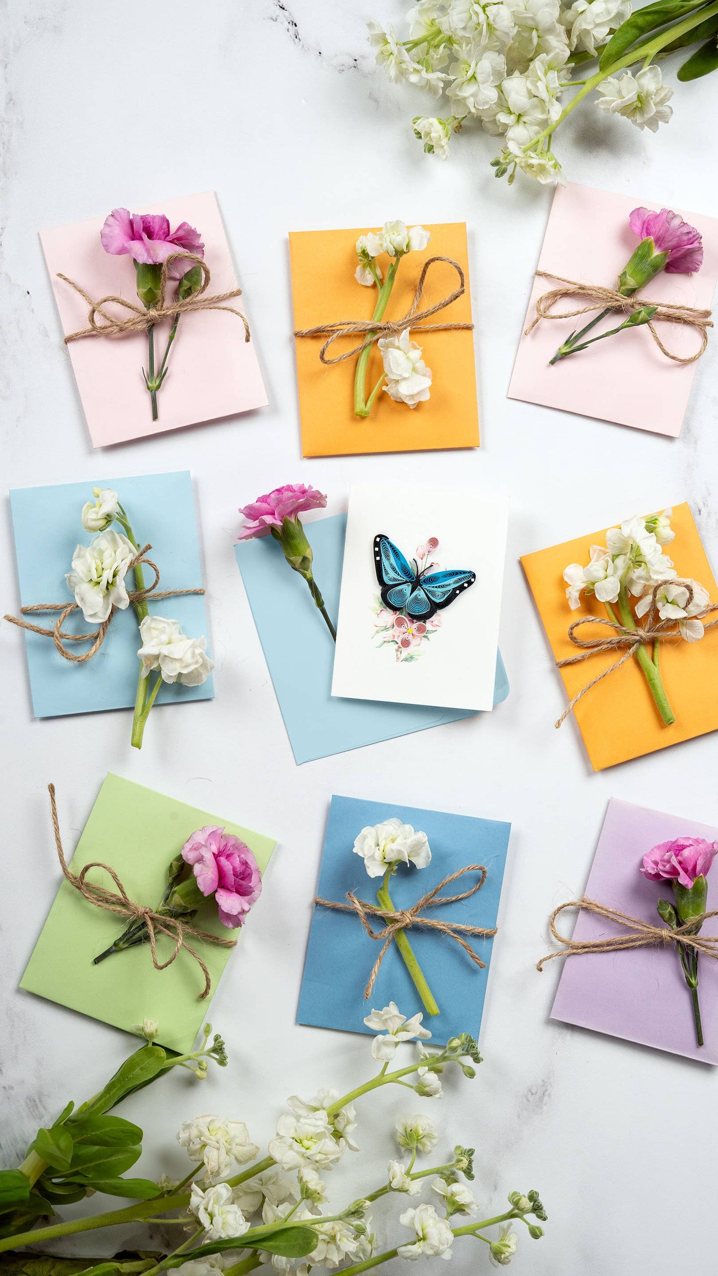 Quilled Blue Butterfly & Flowers Gift Enclosure Mini Card