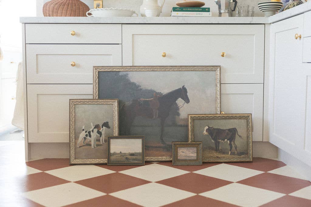 Petal Lane Home - Two Fox Terriers Framed Antique Art