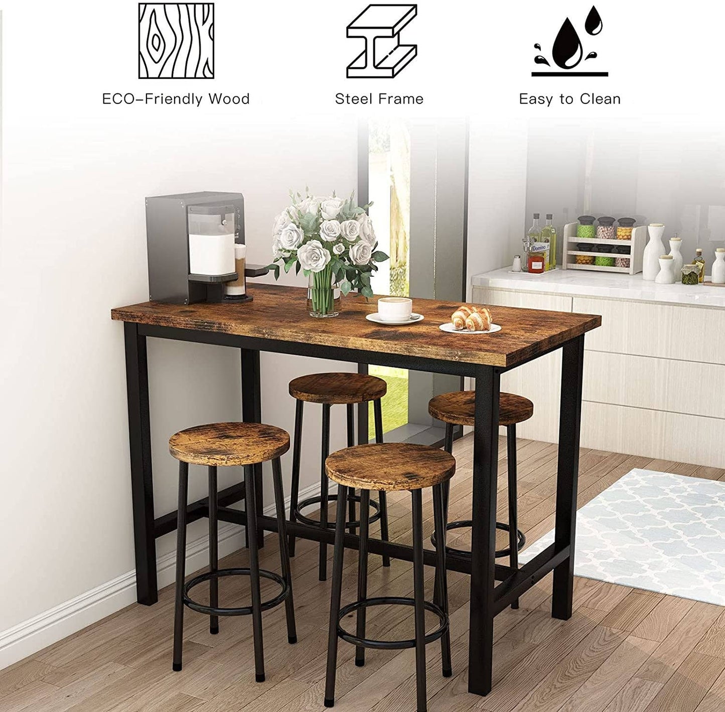 Industrial Counter Height Bar Table and Chairs