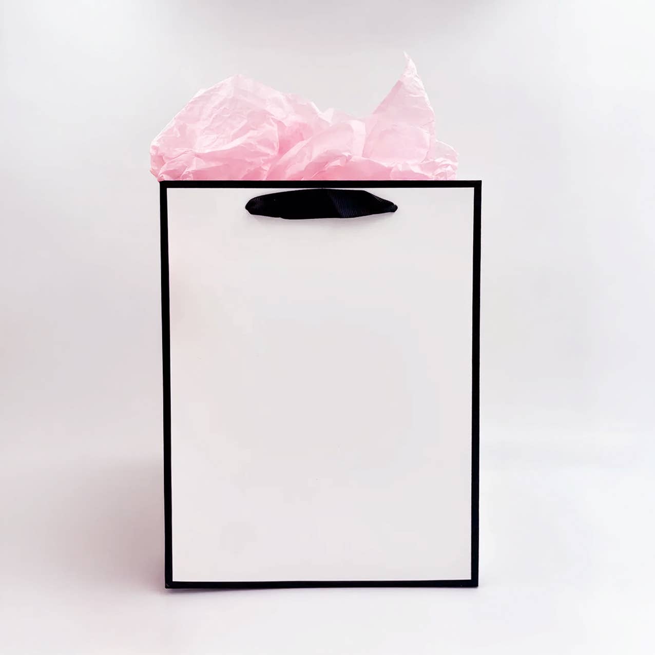 White with Black Border Paper Gift Bag