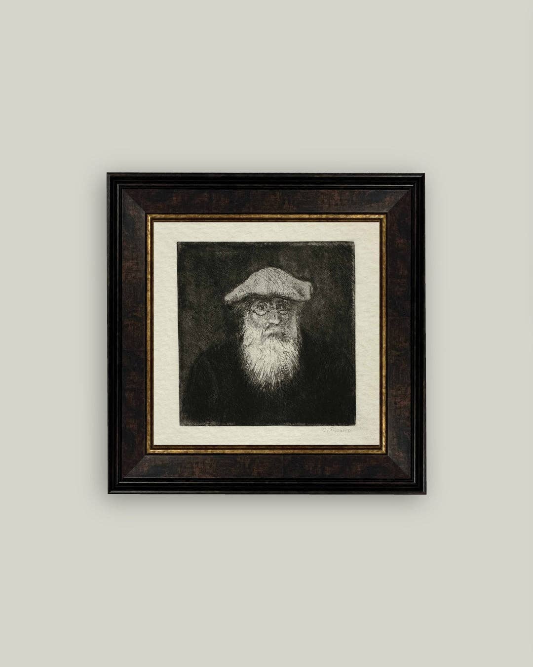 Petal Lane Home - Self Portrait by Camille Pissarro Framed Antique Art