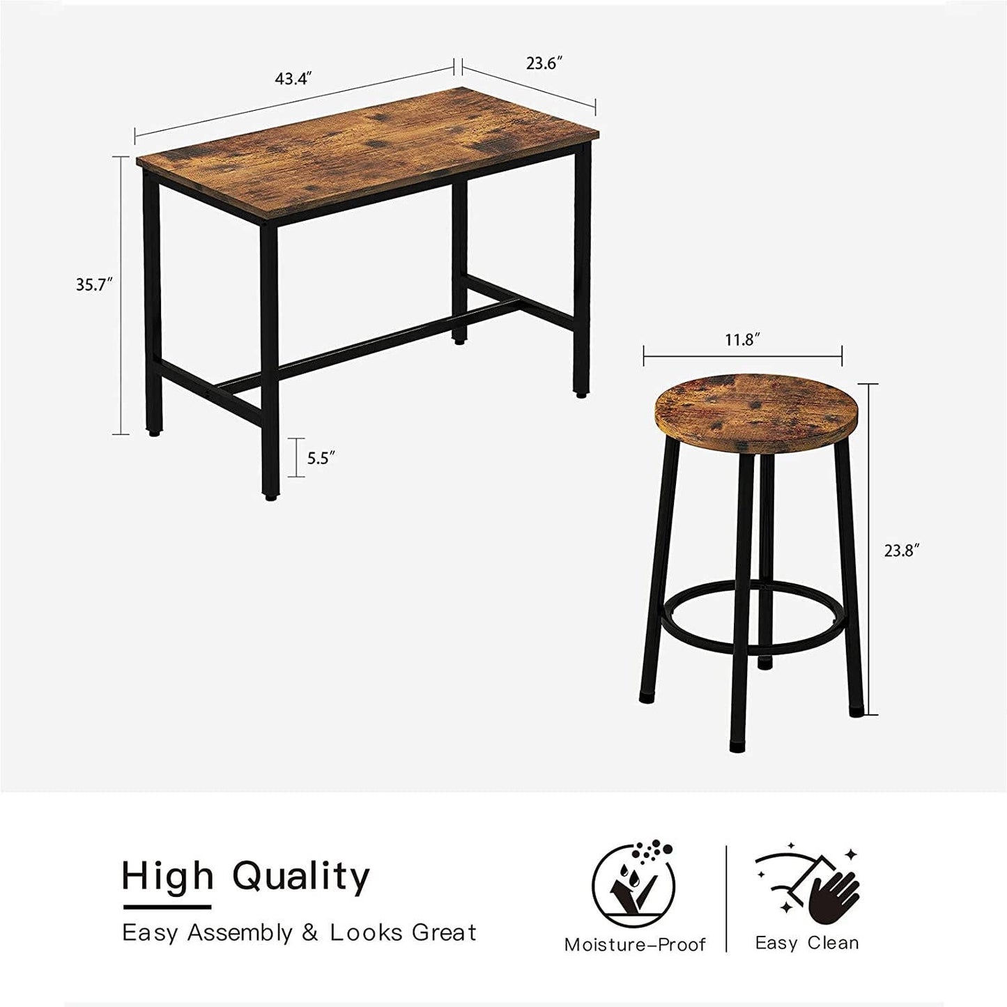 Industrial Counter Height Bar Table and Chairs