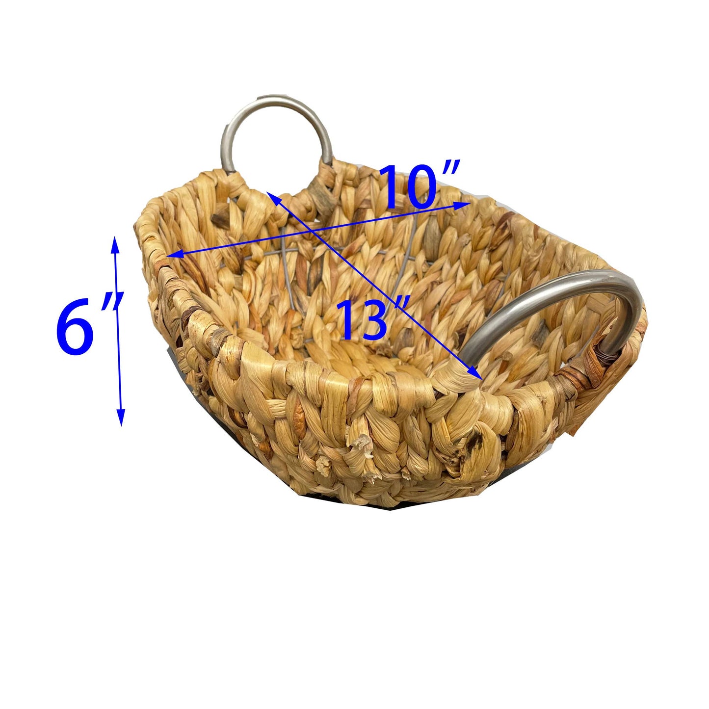 Oval Seagrass Basket 13" with Metal round handle