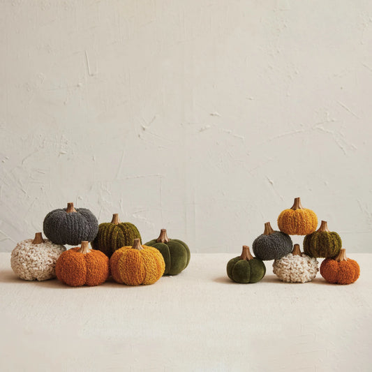 Cotton blend Pumpkin w/Wood Stem, 6 Styles