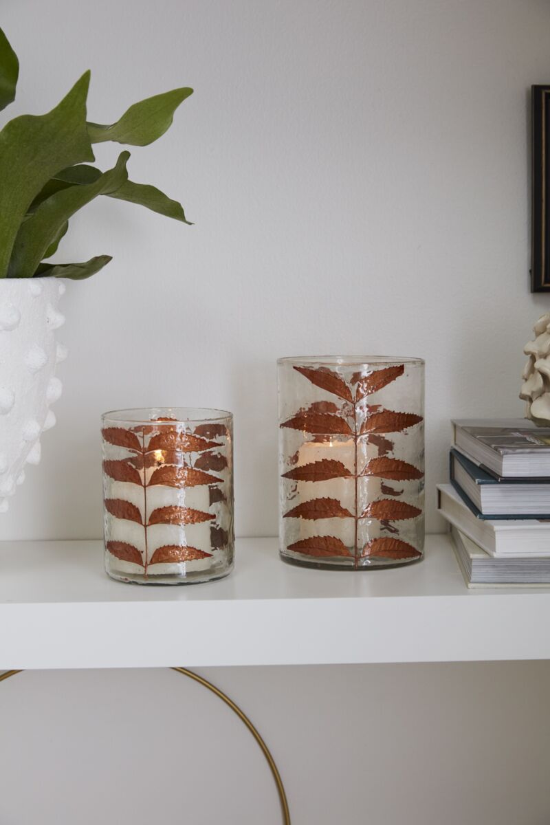 Copper Leaves Votive Holders (2 sizes)