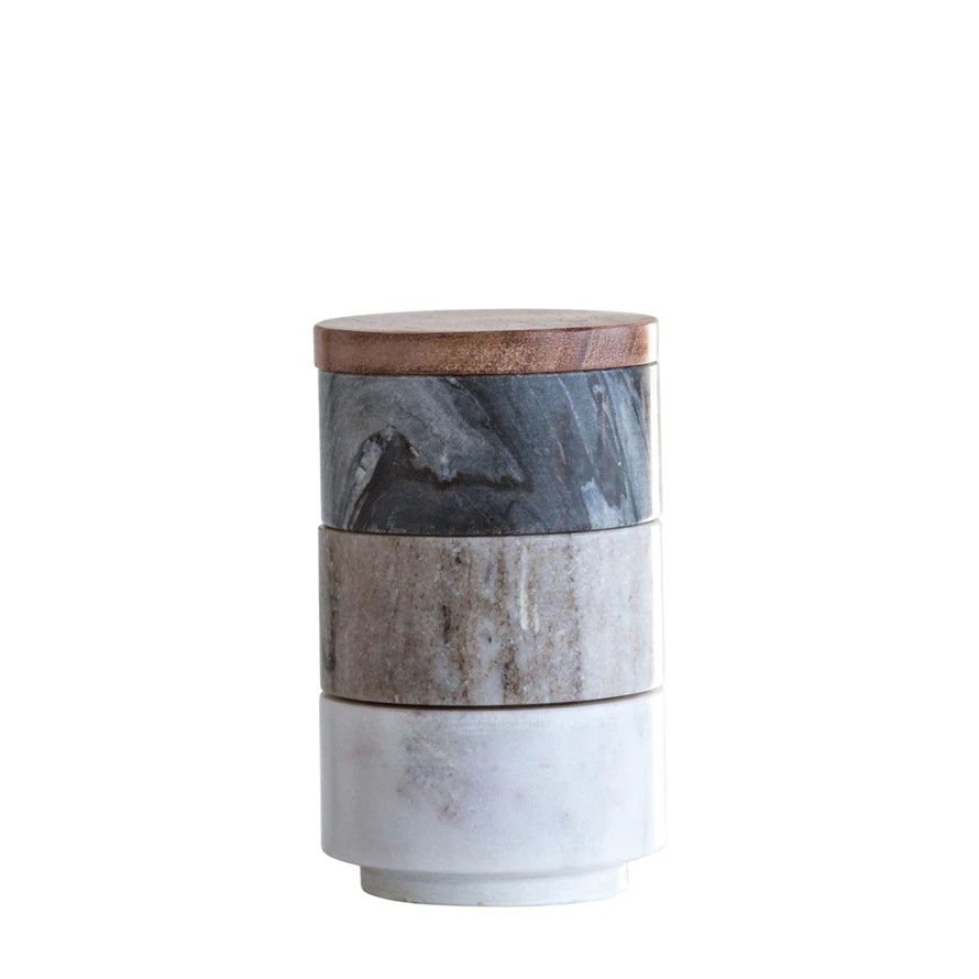 Stacking Pinch Pots w/ Wood Lid