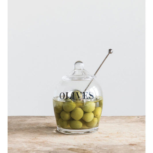 Creative Co-Op - Glass Jar with Slotted Spoon