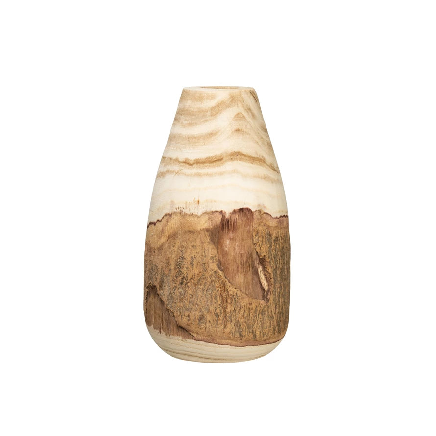 Creative Co-Op - Paulownia Wood Vase w/Live Edge