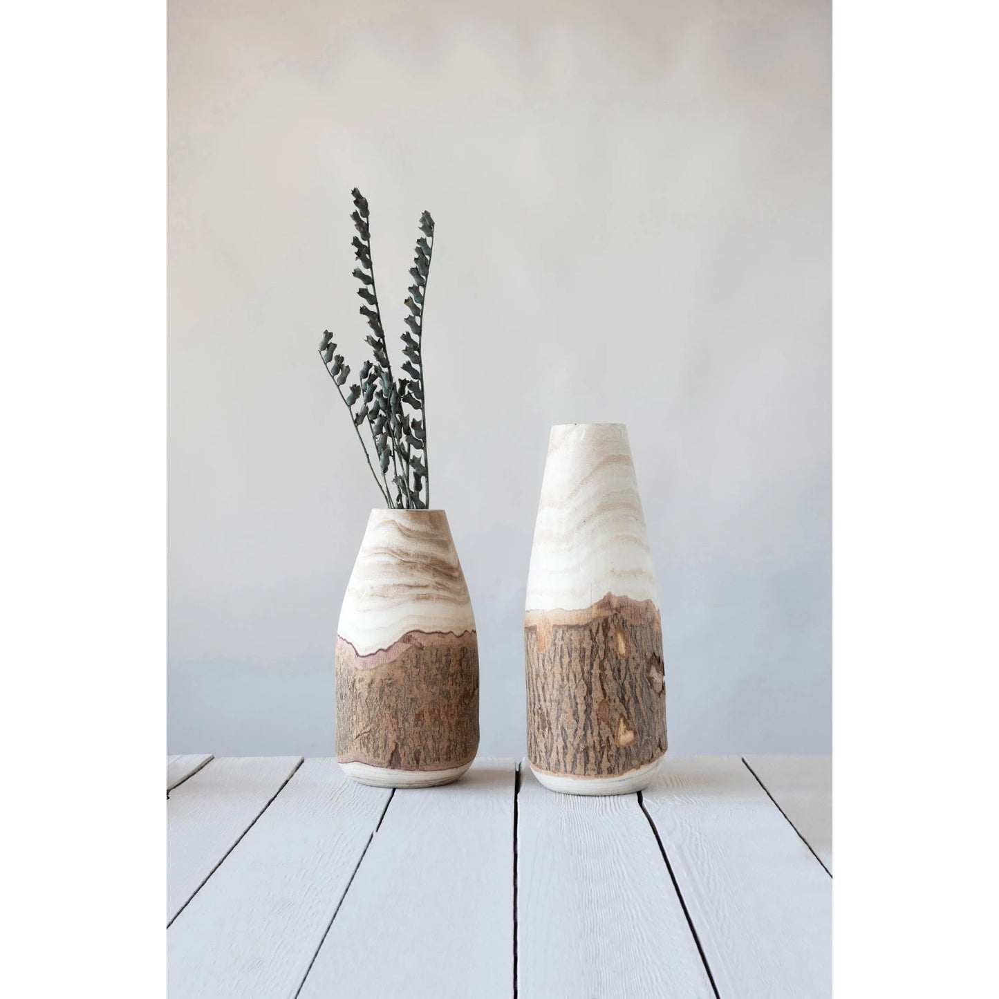 Creative Co-Op - Paulownia Wood Vase w/Live Edge