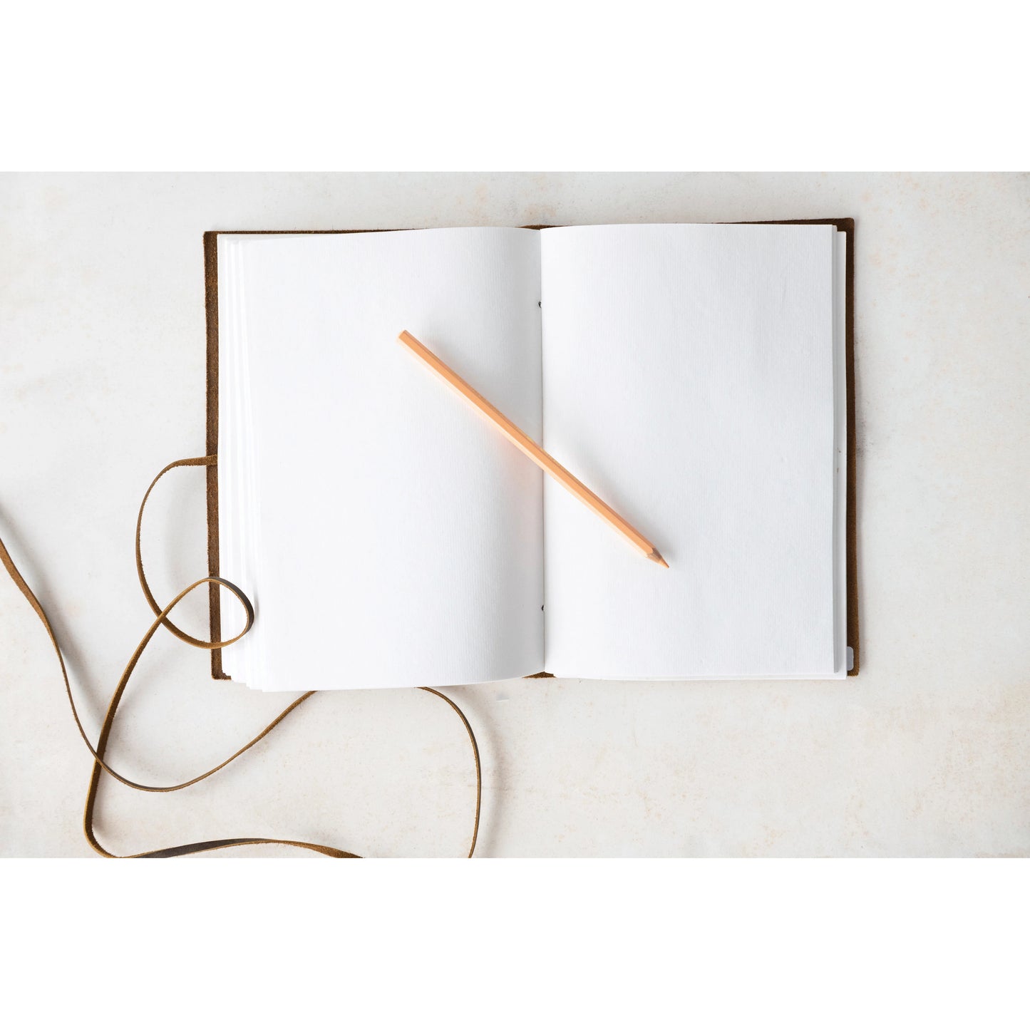 Creative Co-op - Leather Bound Journal w/ Handmade Paper, Embossed Tree & Tie