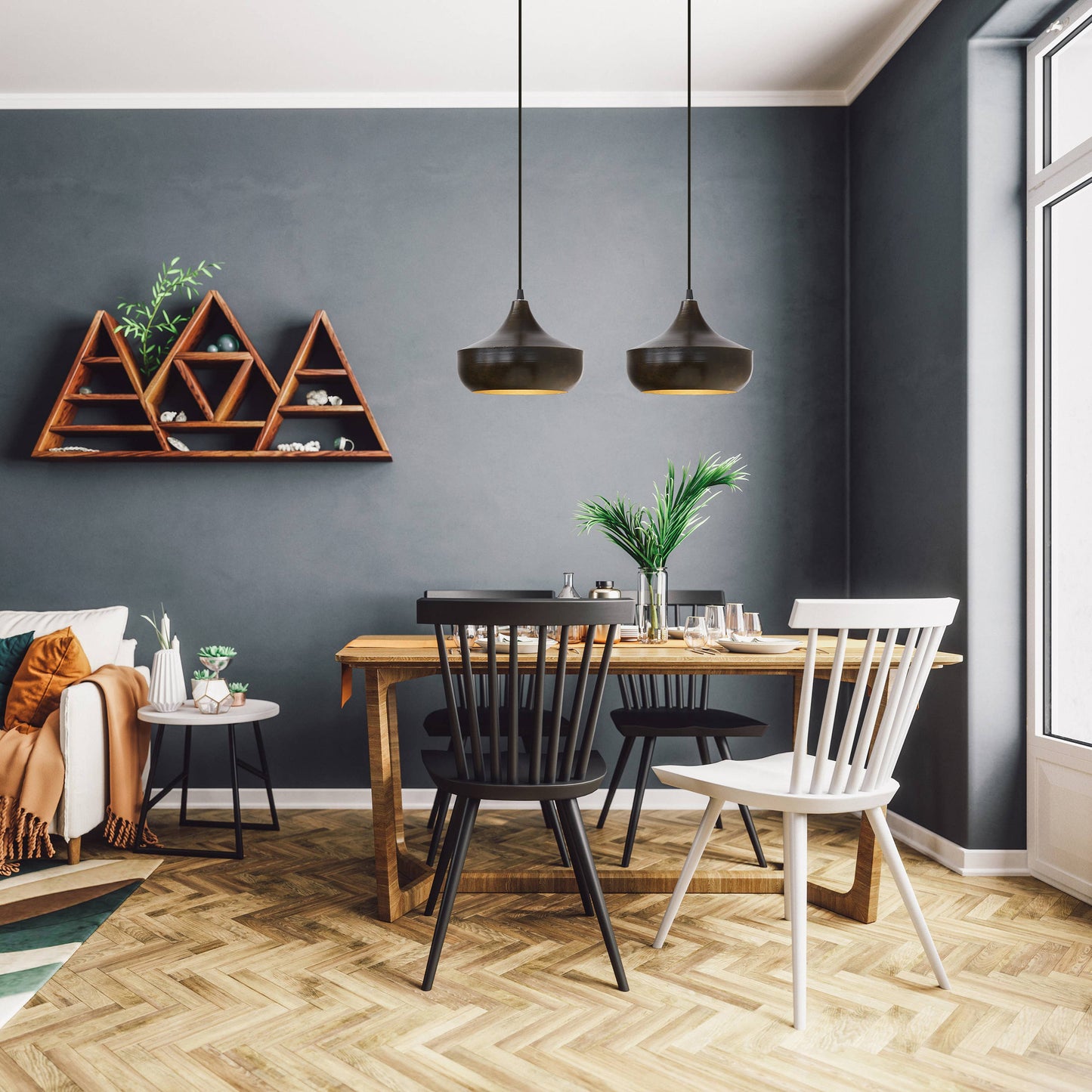 Bronze and Gold Metal Hanging Pendant Light