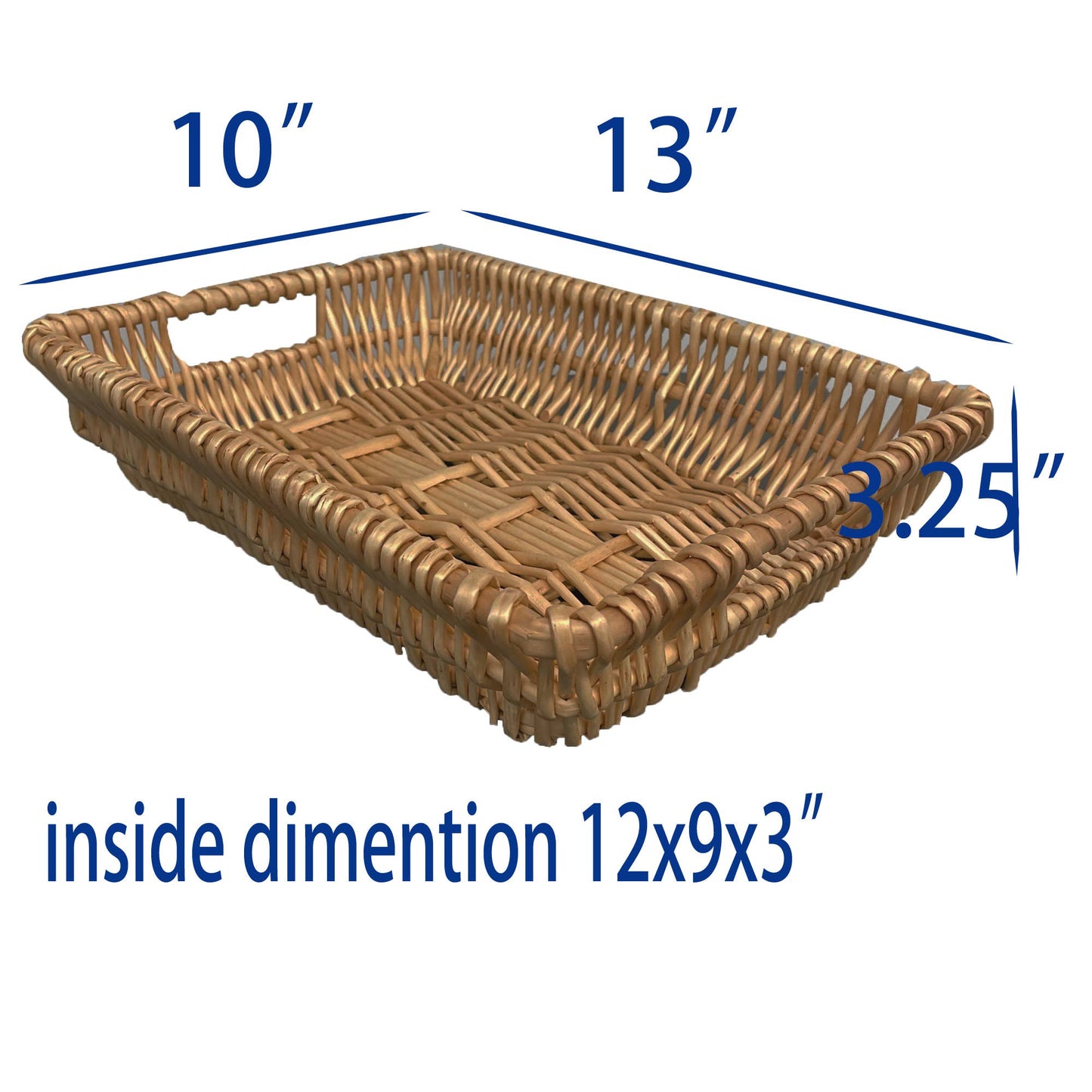 13" Rectangle Woven Willow/Wicker Tray Honey Stain