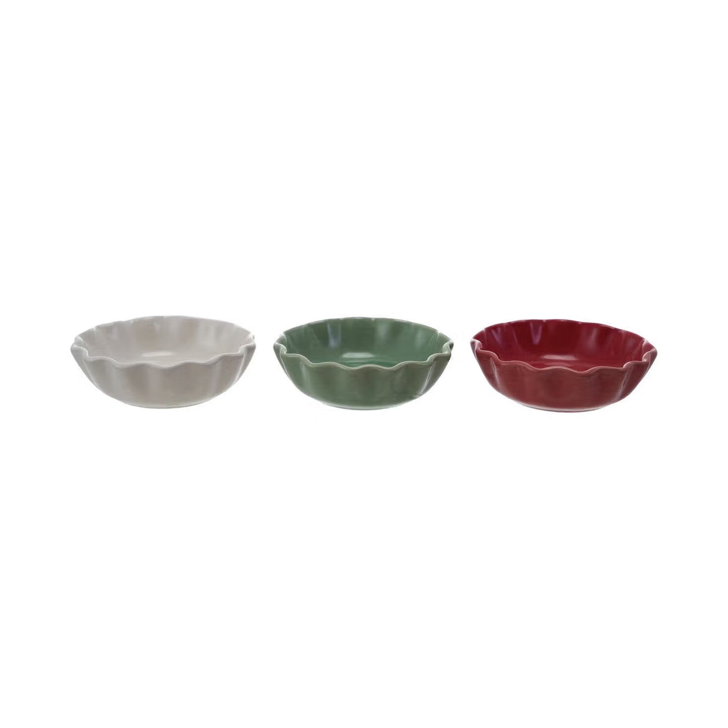 Round Stoneware Scalloped Bowl ( 3 Colors)