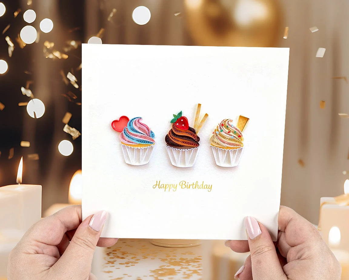 Cupcake Birthday - Quilling Greeting Card