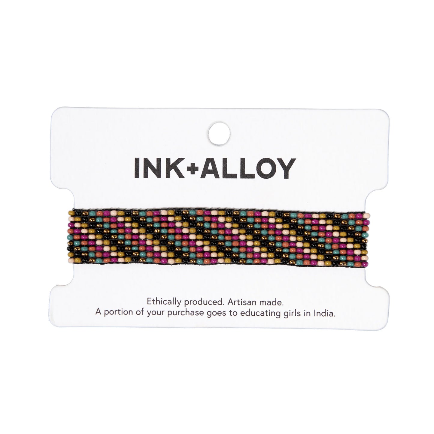 Lane Diagonal Stripe Beaded Stretch Bracelet Muted Rainbow