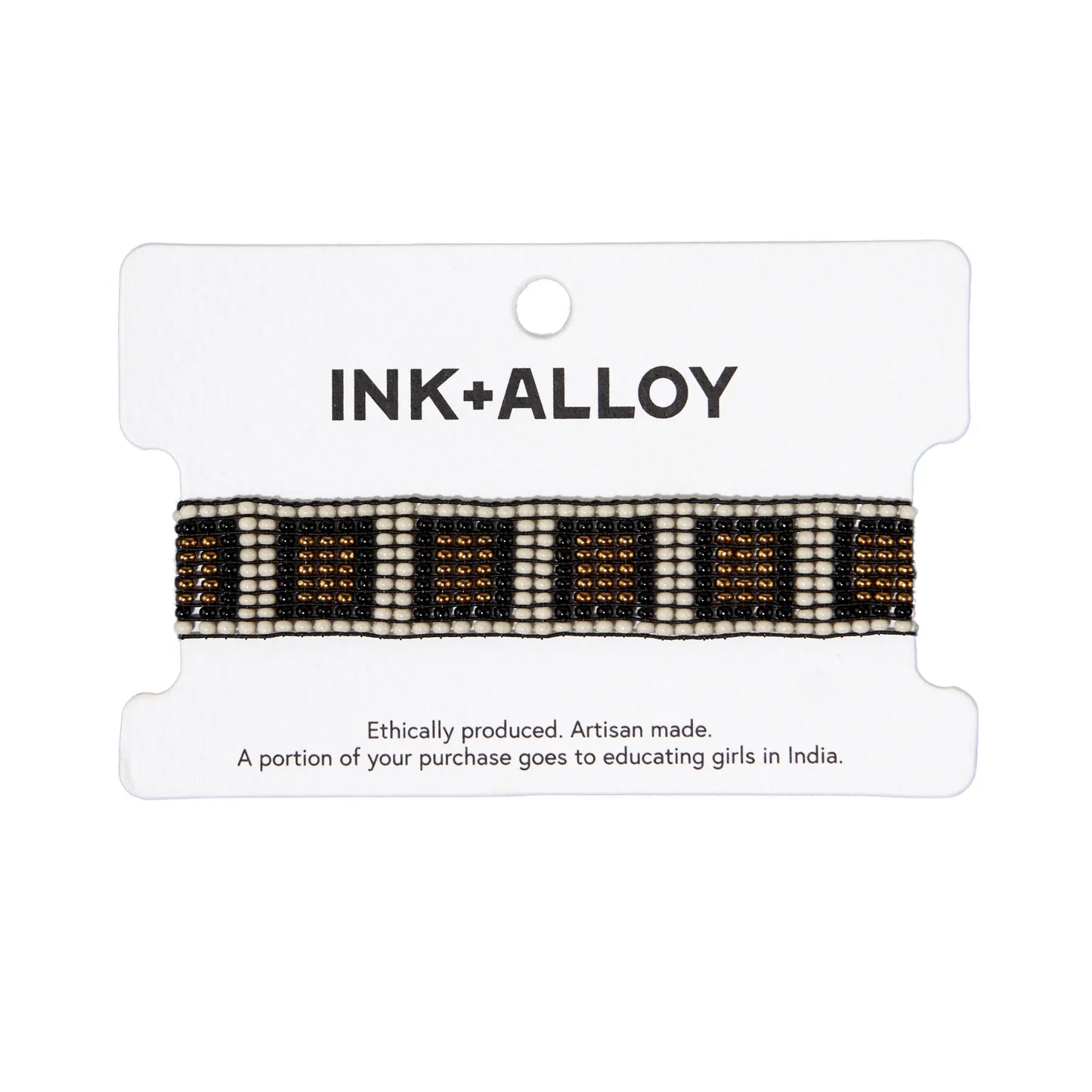 Lane Rectangle Beaded Stretch Bracelet Black