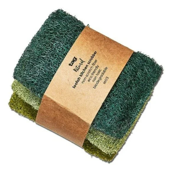 Loofah Kitchen Scrubber, set of 3
