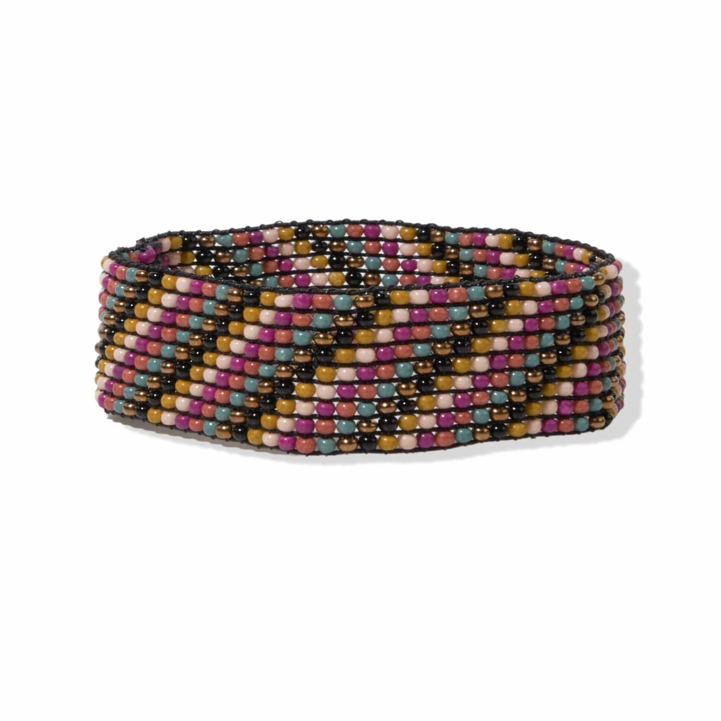 Lane Diagonal Stripe Beaded Stretch Bracelet Muted Rainbow