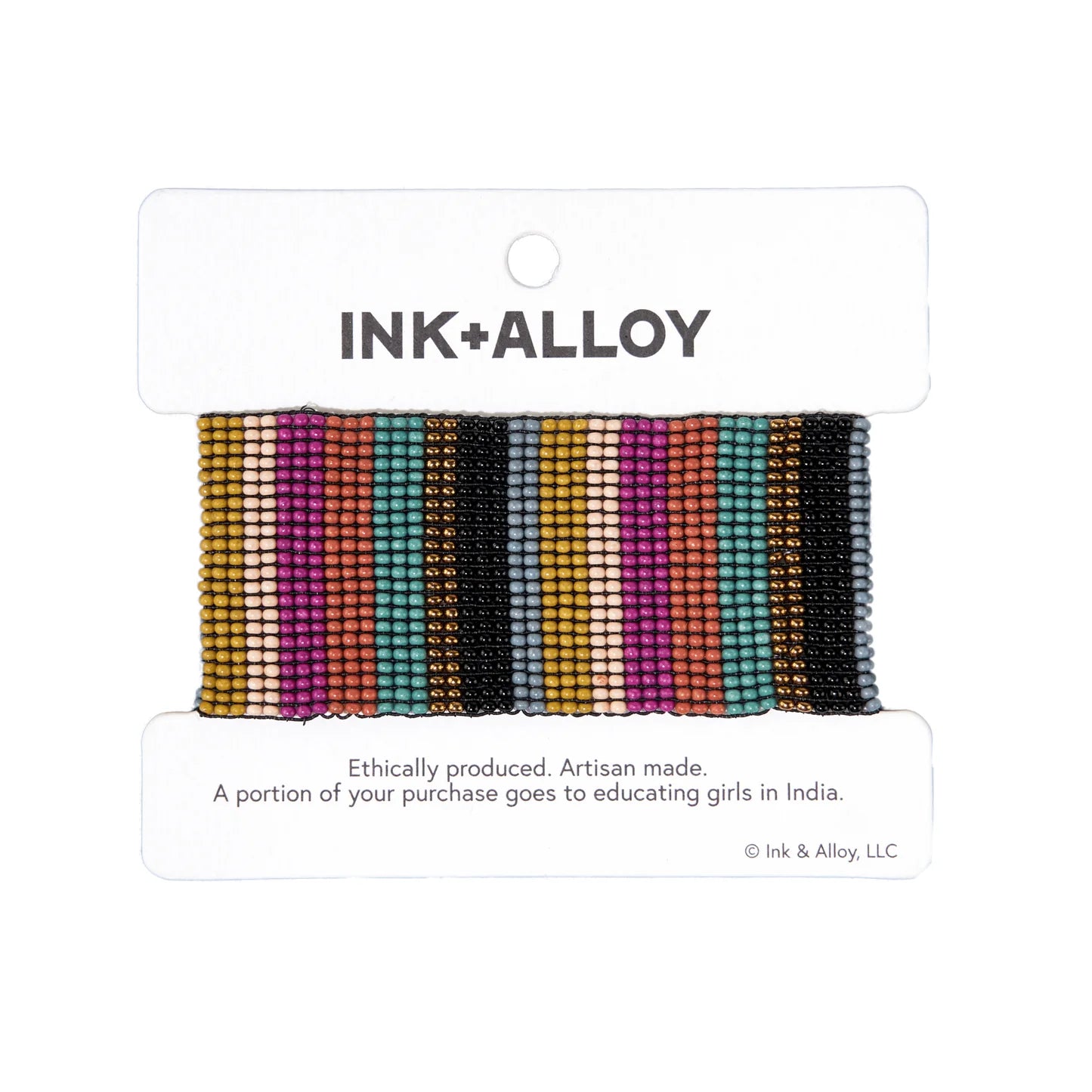 Penelope Vertical Stripe Beaded Stretch Bracelet Muted Rainbow