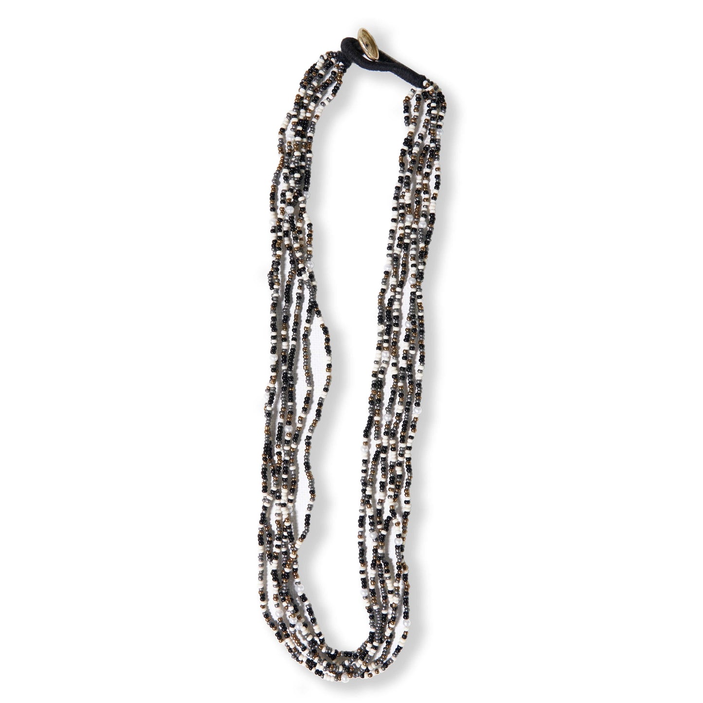 Quinn Mixed Beaded Necklace Black and White