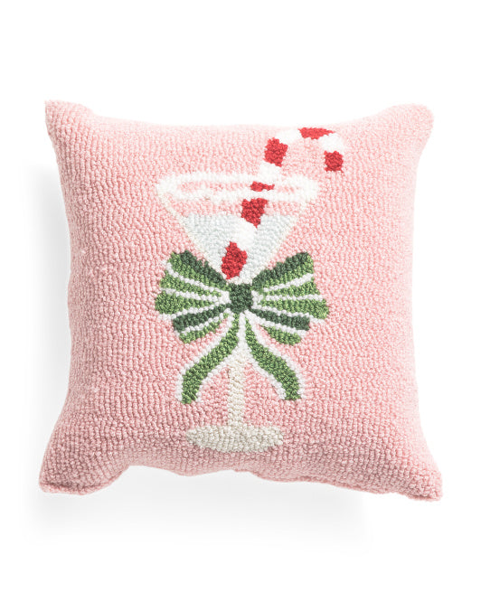 Gingham Bow Martini Glass Hook Pillow