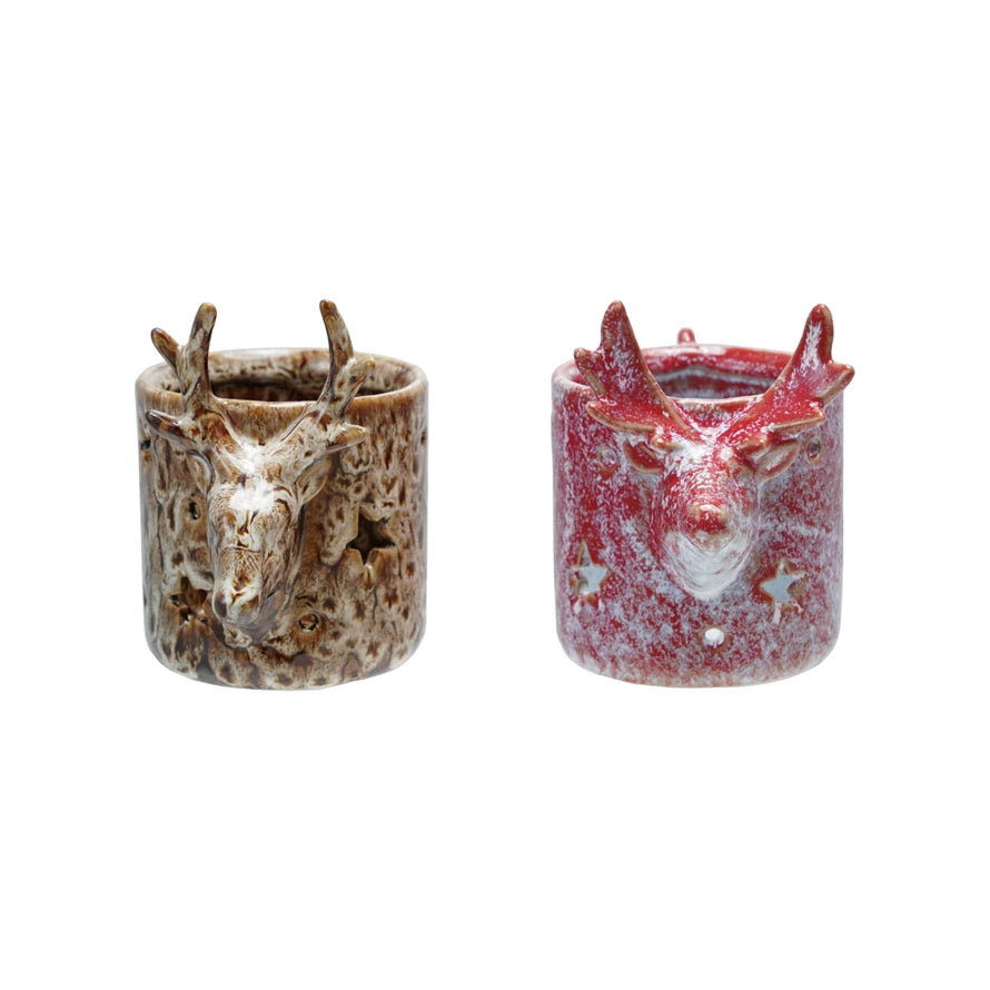 Stoneware Deer Tealight/Votive Holder