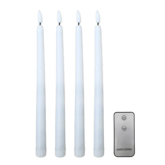 White 3D Wick Flame Taper Candles w/Remote