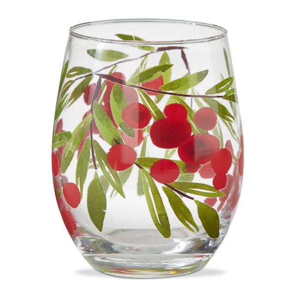 Stemless Wine Glass with Sprigs